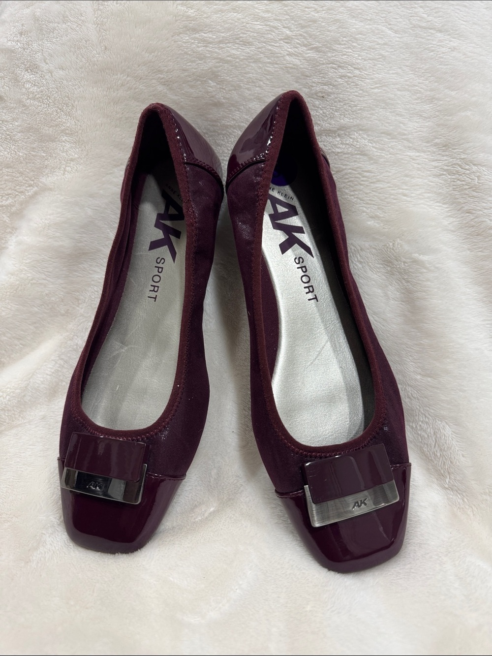 Anne Klein Burgundy Flats with Metallic Accent
